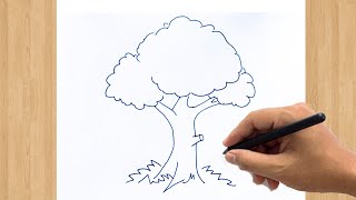 How to Draw a Tree Sketch Easy  The Best Tree Drawing Ever Drawn For Beginners [upl. by Ahseid]