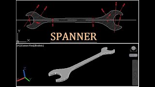 How to create 3D Model of a Spanner Mech Object from 2D Sketch amp fillet it using filletedge cmd [upl. by Nuahsed630]