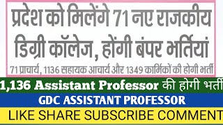 UP ASSISTANT PROFESSOR  नए 71 कॉलेज राजकीय महाविद्यालय के रूप में चलेंगे2556 पदों पर होगी भर्ती [upl. by Obara]