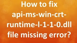 how to fix apimswincrtruntimel110dll missing error [upl. by Abih]