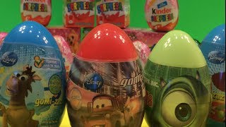 15 Kinder Surprise Eggs Unboxing Disney Pixar Cars Monsters Inc Toy Story Barbie and Natoons [upl. by Lois]