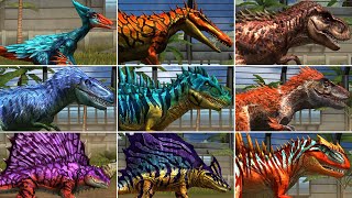 ALL LEGENDARY amp LIMITED EDITION CARNIVORE DINOSAURS All Max Level 40  Jurassic World The Game [upl. by Noiramaj]