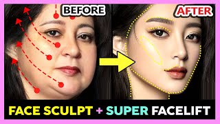 ✨ FACE SCULPT  SUPER FACELIFT MASSAGE  REDUCE WRINKLES SMOOTH FACIAL CONTOUR SLIM amp TONED FACE [upl. by Ardried373]