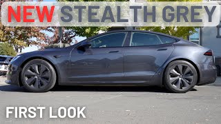 Stealth Grey New Tesla Color  First Look  Model S [upl. by Damiani]