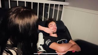 Pampering my boyfriend for 12 mins💤head amp facial hair scratching ASMR [upl. by Pogah]