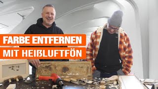 Farbe von Holz entfernen  Heißluftföhn  Wenn abbeizen nicht funktioniert [upl. by Ainwat]