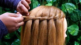 EASY Waterfall Braid Hair Tutorial for STRAIGHT amp CURLY HAIR  Waterfall hairstyle for beginners [upl. by Moureaux]