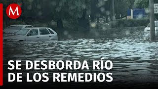 Inundaciones y desbordamiento del río de los Remedios causan caos en Naucalpan [upl. by Leban963]