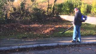 In Use Video Hyundai HYB33 Petrol Backpack Leaf Blower [upl. by Aikemet]