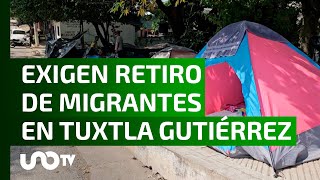 Habitantes de Tuxtla Gutiérrez exigen reubicación de migrantes [upl. by Kraul734]