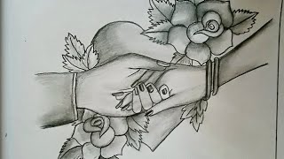 How to draw couple holding hands  Valentines day drawing easy samikshadukareart9409 [upl. by Maurits]