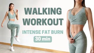 30 MIN WALKING CARDIO WORKOUT  Intense Full Body Fat Burn at Home  Emi [upl. by Lilybel879]