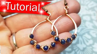 TUTORIAL  MAKE THESE Gemstone Wire Wrapped Teardrop Earrings [upl. by Annairt]