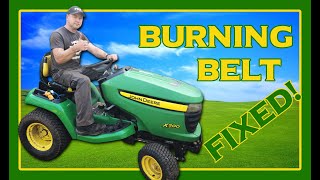 John Deere XSeries Riding Mower Burning Drive Belt Problem Fixed Also Electrical Issue Repaired [upl. by Aihcela]