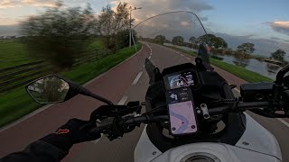 Scenic Ride Along the Amstel River  Honda Transalp 750  Pure Engine Sound 4K POV [upl. by Odarbil293]