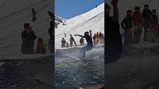 Boys Pond Skim  Water Slide Challenge Grimentz 42 skiing ski switzerland suisse schweiz [upl. by Eiramaneet]