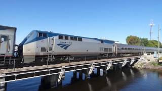 Amtrak Silver Meteor crosses the Ortega River in Jacksonville [upl. by Tiemroth]