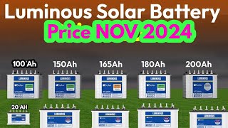 LUMINOUS SOLAR BATTERY PRICE LIST 2024 [upl. by Jean]