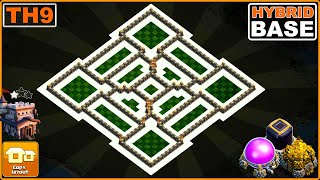 NEW BEST TH9 Base 2023 with COPY LINK  COC Town Hall 9 HybridTrophy Base Design [upl. by Helfand]