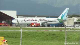 Caribbean Airlines NEW 9YLGW Landing and Water Cannon Salute [upl. by Mullac]