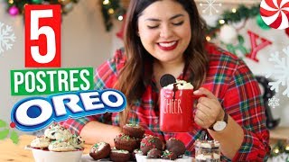 5 Postres Navideños FÁCILES de Oreo  RebeO [upl. by Lenor]