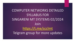 Singareni Management Trainee Systems Computer Networks Syllabus [upl. by Alinoel683]