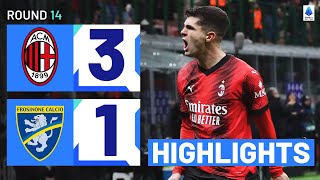 MILANFROSINONE 31  HIGHLIGHTS  MaignanPulisic linkup secures home win  Serie A 202324 [upl. by Ikkiv]