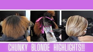 📌How To Do Chunky Light Blonde Highlights on Dark Natural Hair  💧Why Porosity Matters [upl. by Toffey]