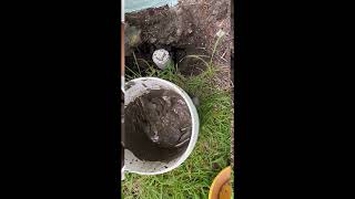 Installing Cement in Sewer Line Sleeve [upl. by Ahcire]