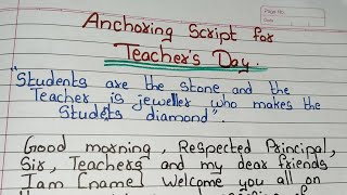 Anchoring Script for Teachers DayTeachers day anchoring scriptAnchoring script teacher day program [upl. by Anaizit872]