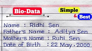 How To Make BioData In English  Biodata Kaise Banaye  Biodata Kaise Likhe [upl. by Saref]