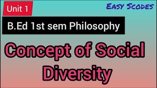 BEd 1st sem PhilosophyUnit 1Concept of social diversityFeatures of Indian Society [upl. by Affra]