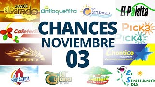 Resultados del Chance del Domingo 3 de Noviembre de 2024 Loterias 😱🤑💰💵 [upl. by Trixi]