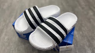 Unbox Closing Adidas Adilette 22 ‘White Black’ IF3668 Review [upl. by Negriv]