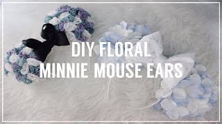 DIY FLORAL MINNIE MOUSE EARS  JASMYNNKAE [upl. by Eiralam880]