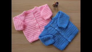 Como hacer en crochet o ganchillo dos cárdigans para bebés en distintas tallas [upl. by Aneram361]