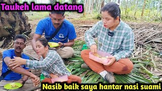 Selesai Memanen Sawit Suami Kelaparan  Saya Terus Bawakan Nasi dan kami makan bersama [upl. by Ettenuj380]