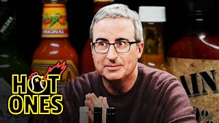 John Oliver Fears For Humanity While Eating Spicy Wings  Hot Ones [upl. by Morez644]