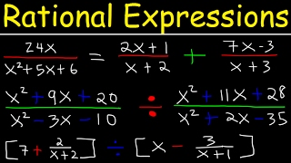 Rational Expressions  Adding Subtracting Multiplying Dividing Simplifying Complex Fractions [upl. by Lorien37]