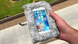 Can Concrete Protect iPhone 6s from 100 FT Drop Test  GizmoSlip [upl. by Haduhey]