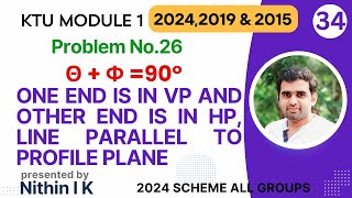 Problem No 26  θ  Φ 90°  KTU Engineering Graphics 20242019 amp 2015 Scheme [upl. by Odrarej]