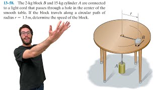 The 2kg block B and 15kg cylinder A are connected to a light cord that passes through  1358 [upl. by Ahaelam362]