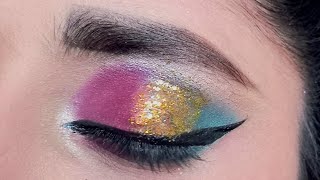 Purple amp Blue Eyeshadow Tutorial  Purple  Blue Eyeshadow Tutorial  Chunky glitter eye makeup look [upl. by Ekoorb]