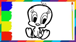 How to Draw Tweety Bird for Kids  Tweety Bird Drawing and Coloring for Children [upl. by Trish]