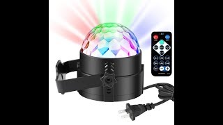 Review Disco Lights Disco Ball Party Lights COIDEA 3W 7 Colors Sound Activated Strobe Light [upl. by Mungo]