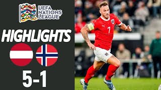 Österreich vs Norwegen 51 Highlights  UEFA Nations League 2024 [upl. by Ahsenahs]