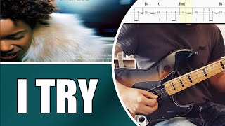 I Try  Macy Gray  Bass cover with tabs 87 [upl. by Eadnus583]