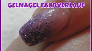 GELNÄGEL FARBVERLAUF  Für Anfänger mit Schablone  Nageldesign [upl. by Nosnibor]