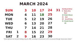 March Calendar 2024 [upl. by Itoc]