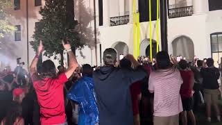 Ole Miss Students Place Goal Posts In Oxford Town Square [upl. by Hiram336]